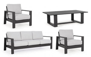 Set Salotto da Giardino Divano 2 Poltrone e Tavolino Baltic Antracite