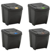Set di 4 contenitori impilabili per rifiuti da 100 L in polipropilene grigio 02_0043895