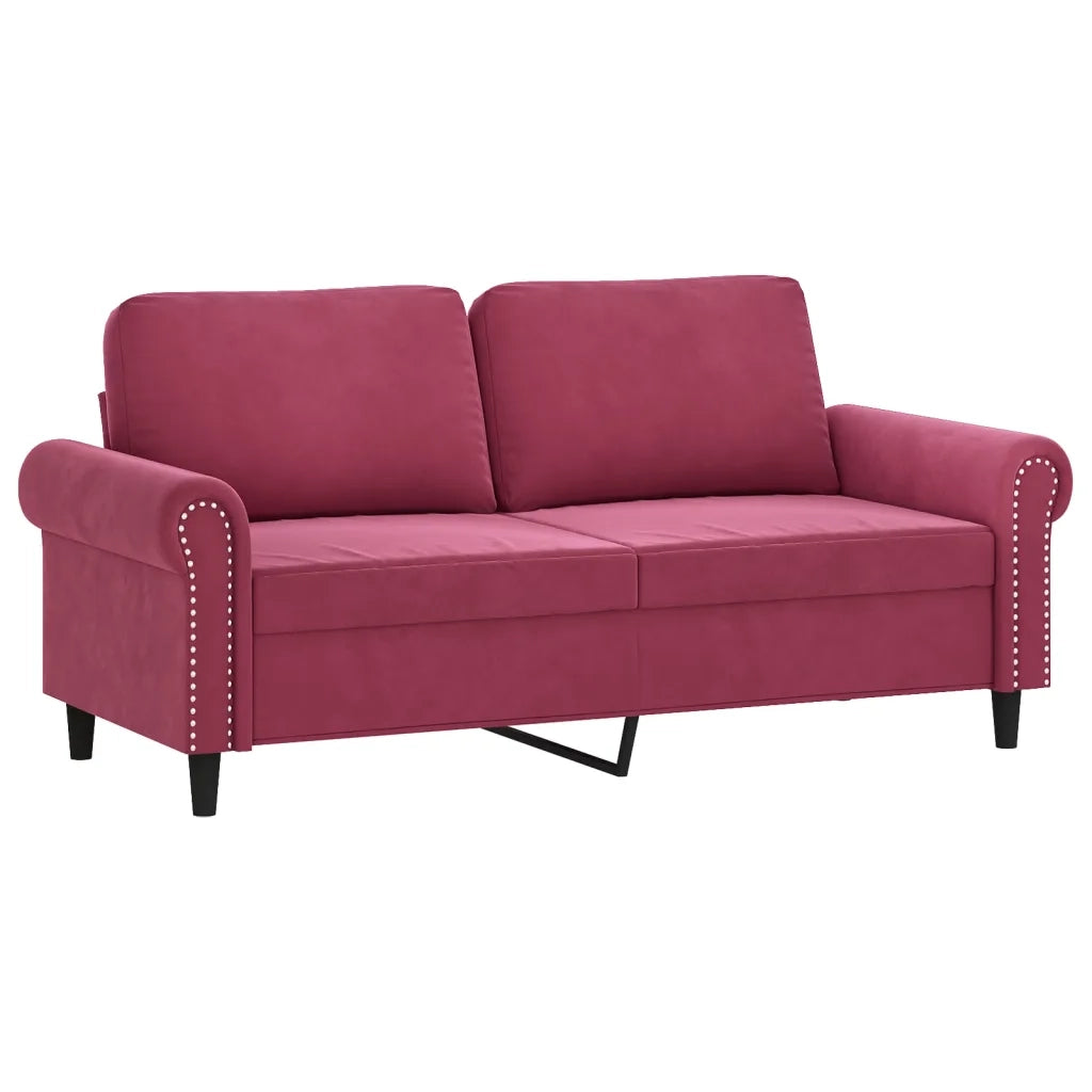Set di Divani 2 pz con Cuscini Rosso Vino in Velluto 3202214