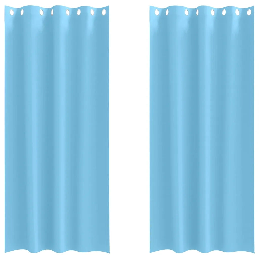 Tende Blackout con Anelli 2 pz Blu Chiaro 245 x 140 cm 4107326