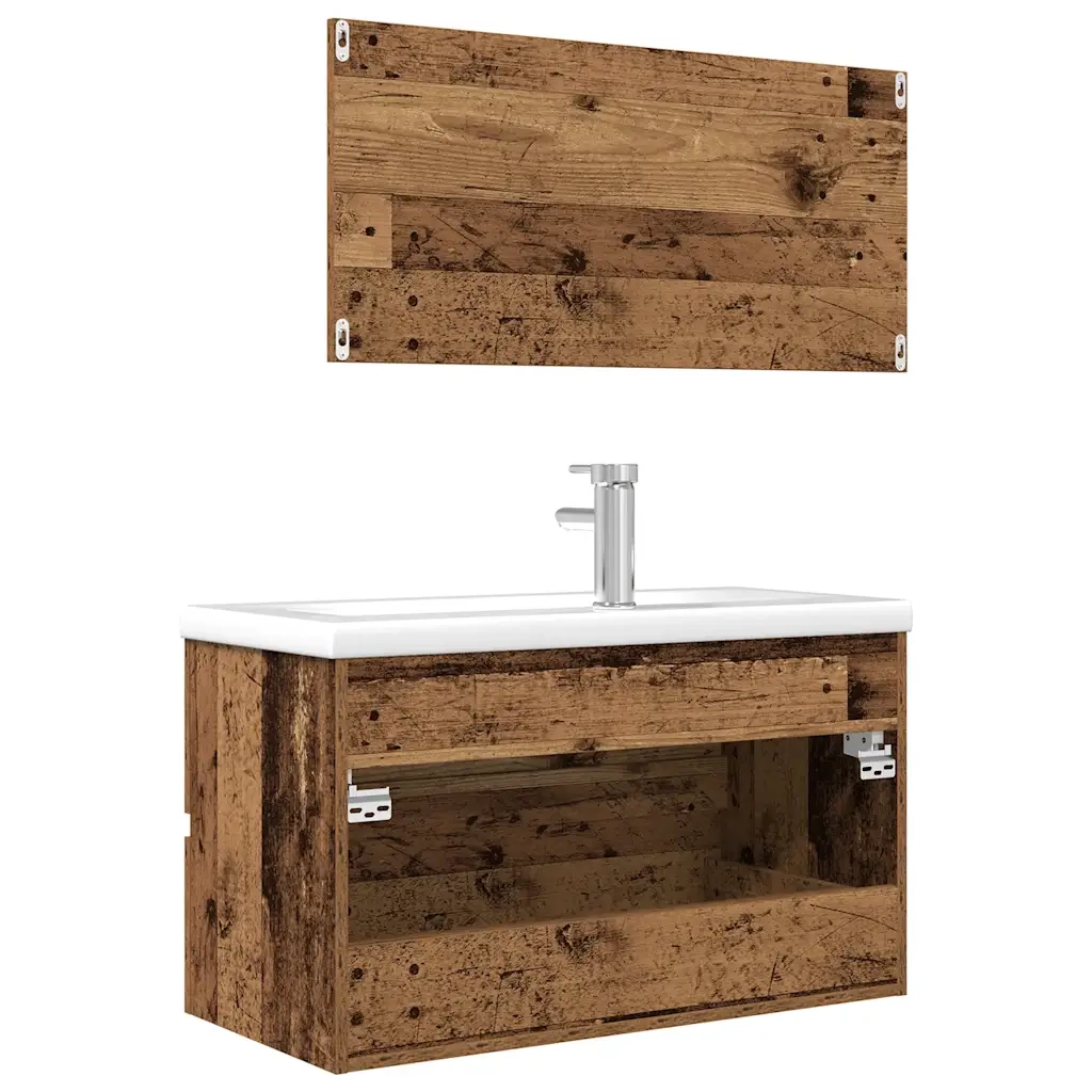 Set Mobili da Bagno 3 pz Legno Antico in Legno Multistrato 3328939