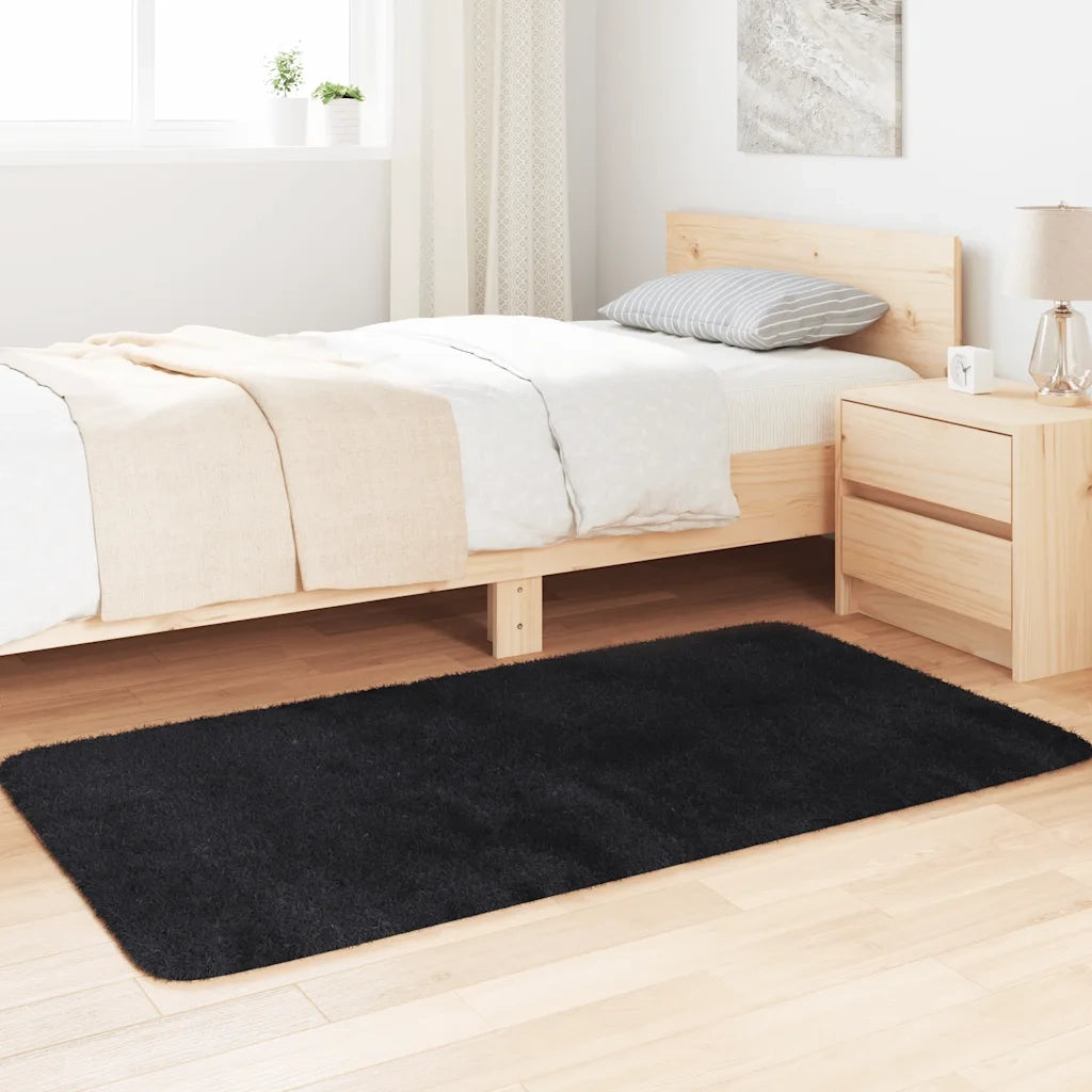 Tappeto Shaggy a Pelo Lungo NAVARRA Nero 80x150 cm poliestere 4102814