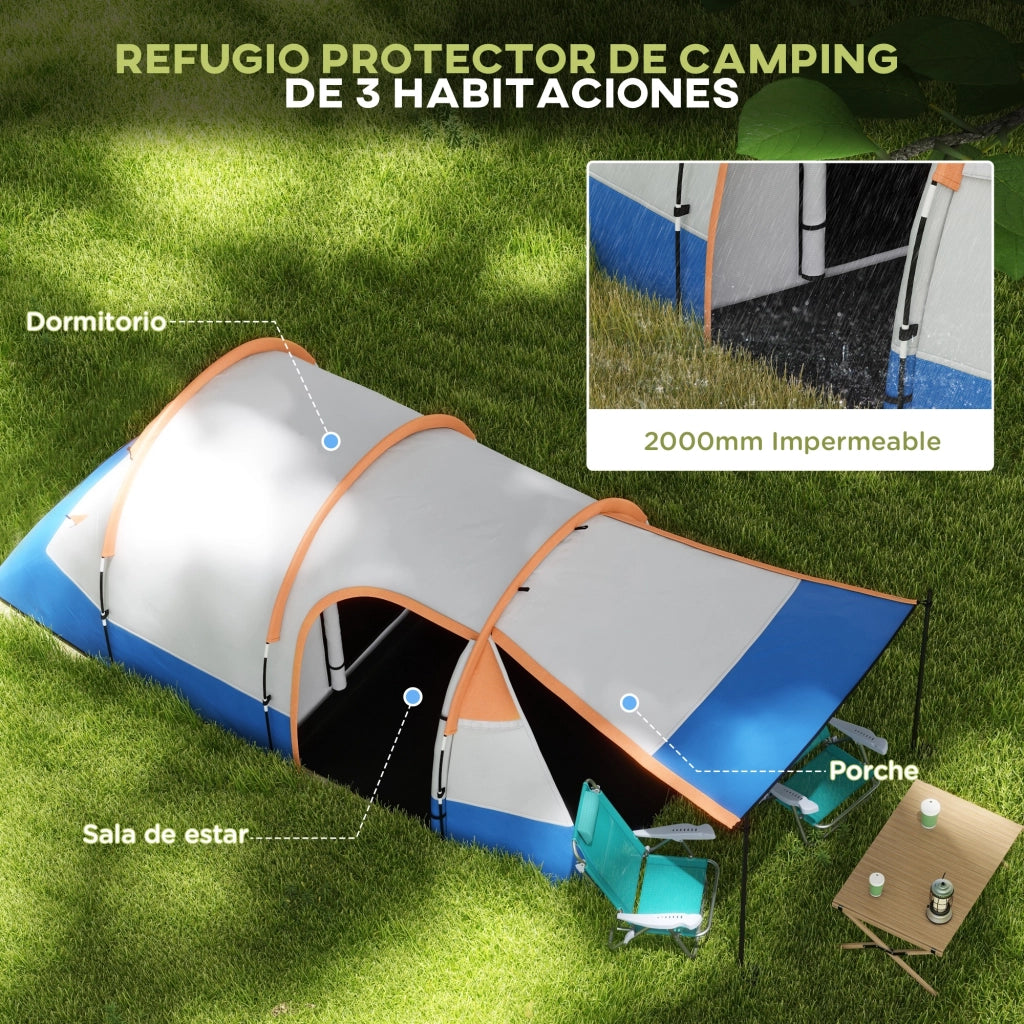 Tenda da campeggio 3 posti 2 camere ¨C zephmum ¨C 420x200x150 cm multicolore