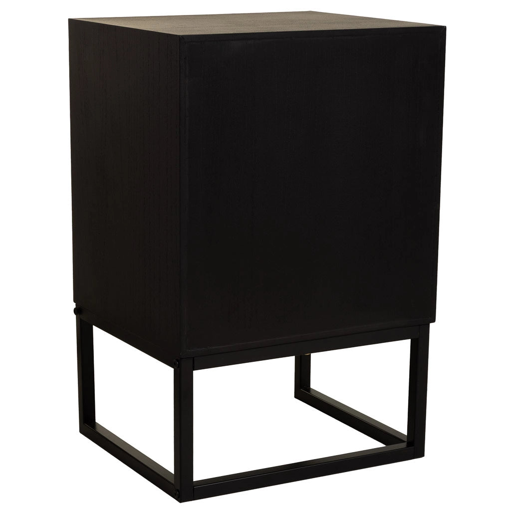 Comodino in legno di recupero nero con 1 anta 40x35x61h cm