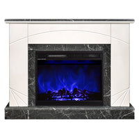 Camino Elettrico da Pavimento 85x110x27 cm Effetto Fiamma 1500W Madeira lux & Lorance Ivory/dark gray