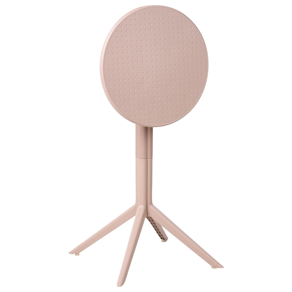 Tavolo da bistrot beige in materiale sintetico 60 x 60 cm rotondo con piano ribaltabile Resistente all'uso esterno Tavolo da balcone