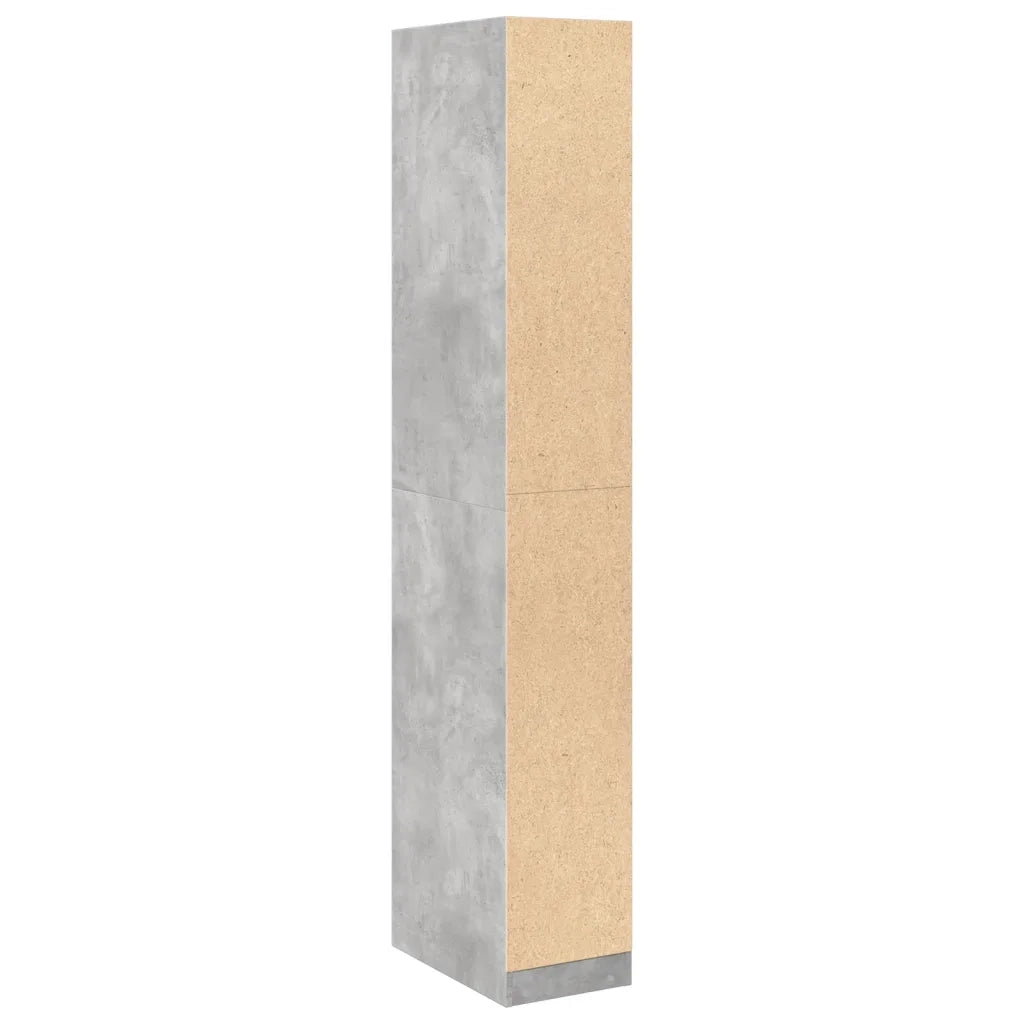 Armadio Grigio Cemento 30x50x200 cm in Legno Multistrato