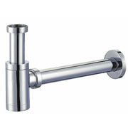 Trade Shop - Sifone Scarico A Bottiglia Lavandino Sotto Lavabo Cromato 1" 1/4 Con Rosone 9374 -