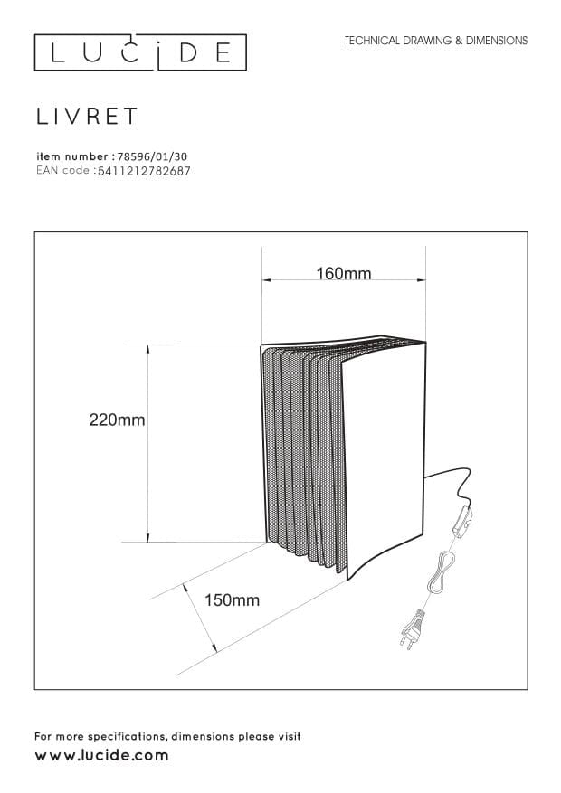Lampada da tavolo Lucide Livret nera metallo E14 40W