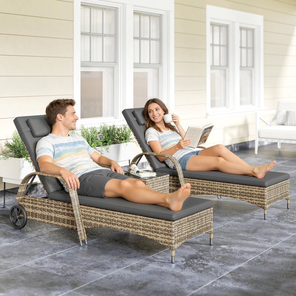 Set 2 Lettini Bagnosole con Materasso e Tavolino ¨C zephmum ¨C Grigio Scuro