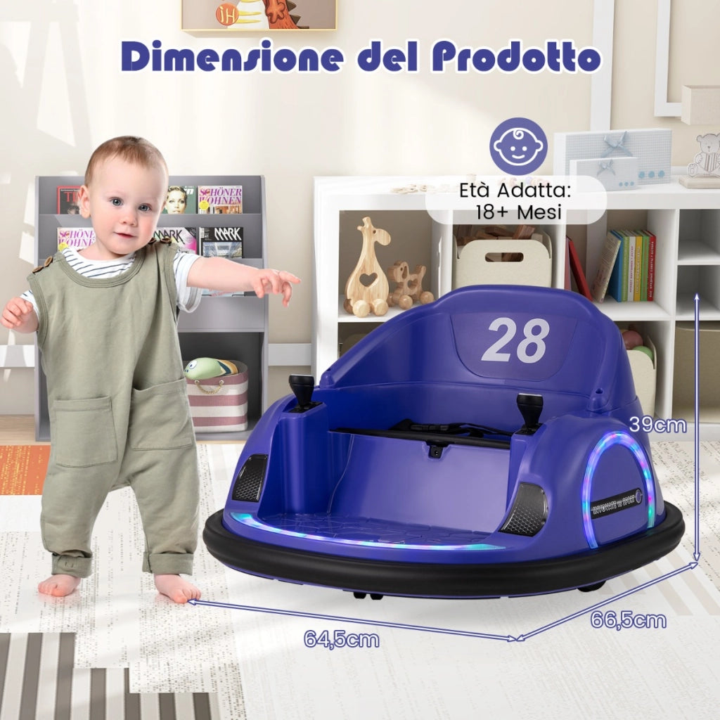 Auto a paraurti per bambini con luci LED connessione wireless musica e suoni, Auto a scoppio per bambini dai 18+ mesi Viola-Macchinine giocattoli