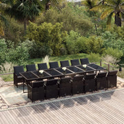Set da Pranzo da Giardino 15 pz con Cuscini in Polyrattan Nero cod mxl 42918