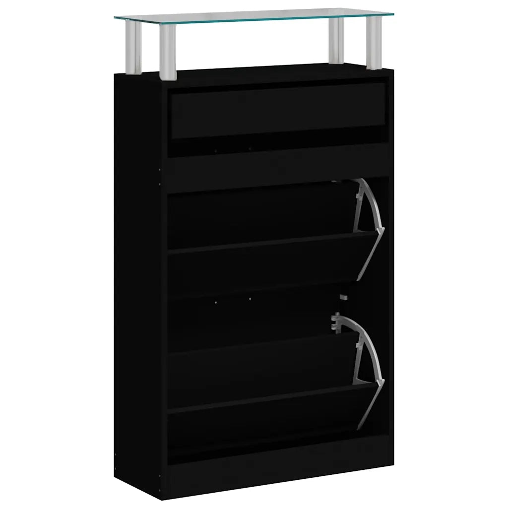 Scarpiera Nera 63x24x104 cm in Legno Multistrato 342564