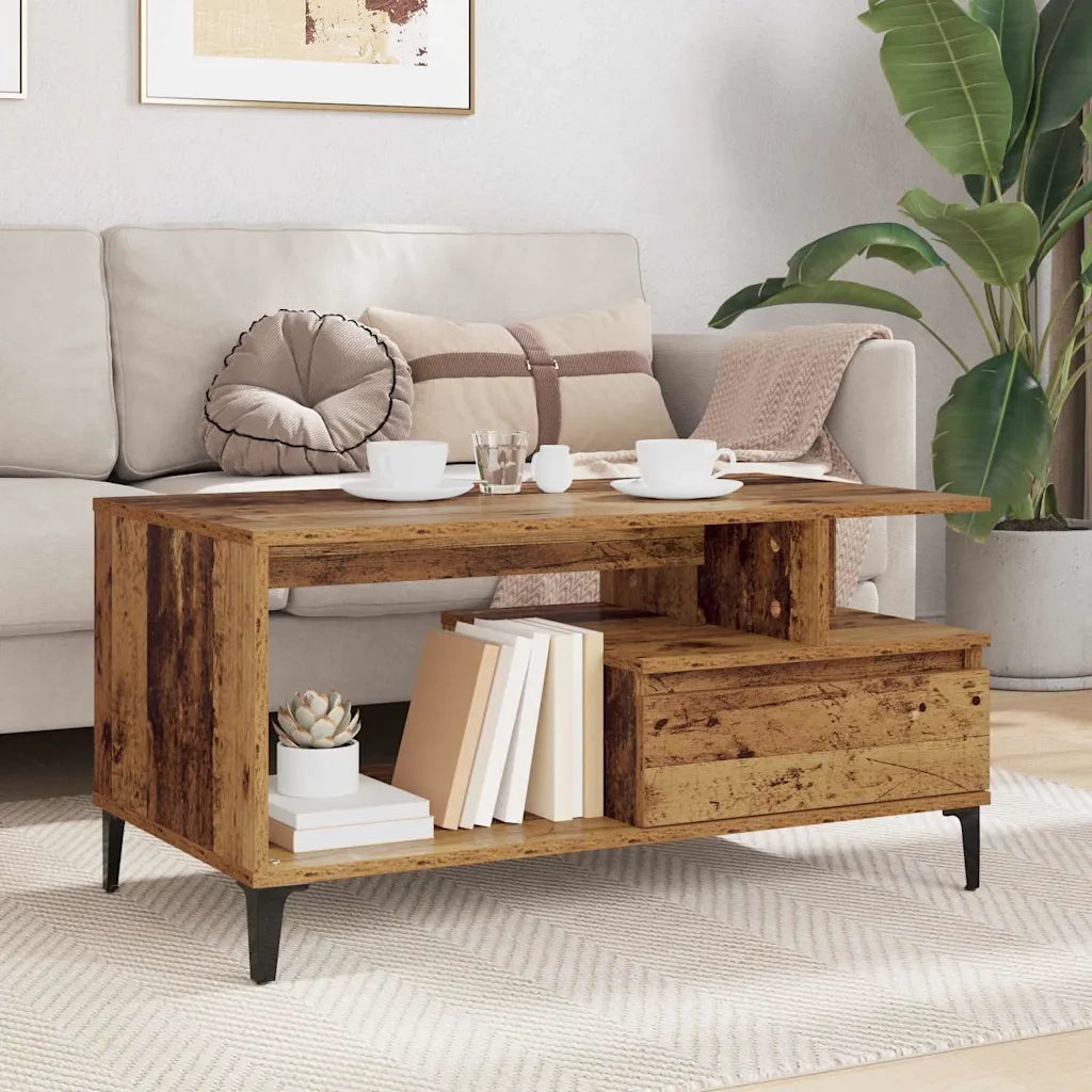 Tavolino da salotto con cassetto Legno vecchio 90 x 49 x 45 cm 881051