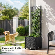 Garden Planter With Trellis Black 40 X 40 X 136 Cm PP
