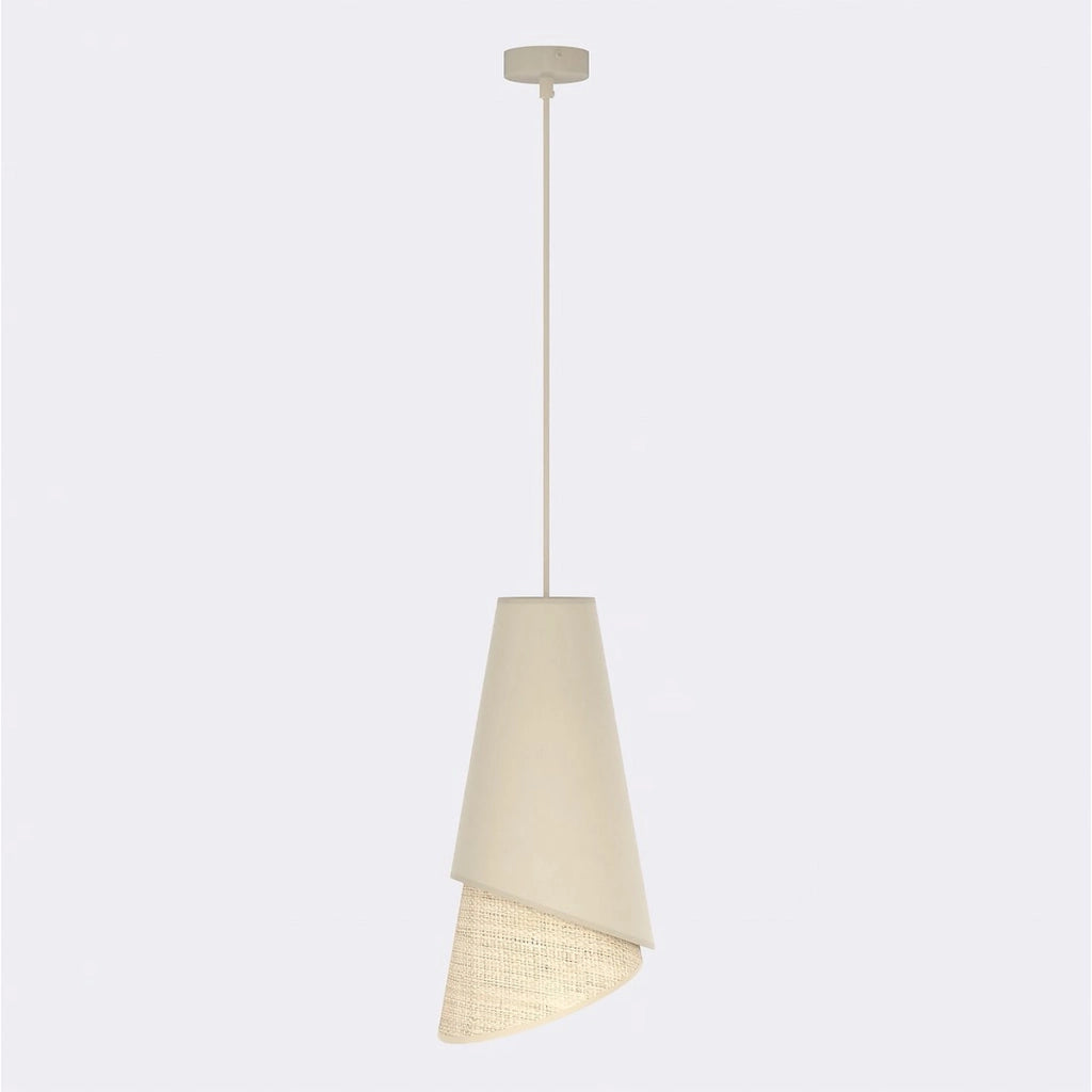 Lampada a sospensione MODA in acciaio e tessuto effetto rattan