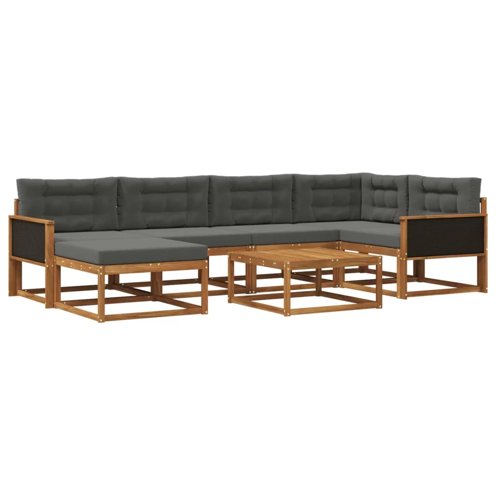 Set di divani da esterno con cuscino 7 pcs Naturale e Antracite