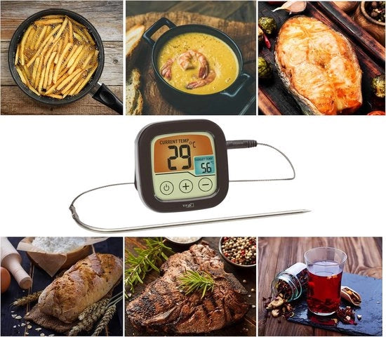 Termometro digitale per carne per forno a microonde e griglia con allarme sonoro nero 14.1509.01-L-25-B-72-H-72mm