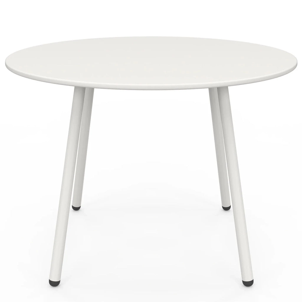 IDMarket - Set di mobili da giardino basso ARONA a 4 posti in metallo bianco e cuscini beige con divano, poltrone e tavolo