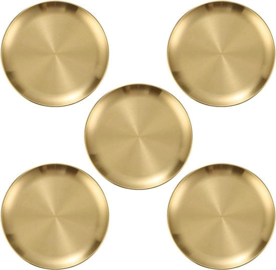 Tavolo di servizio in acciaio inox e argento 26 x 26 cm - Tavolo da servizio per ristoranti decorativo - Pezzo di stampa in oro per piatti di frutta e torte