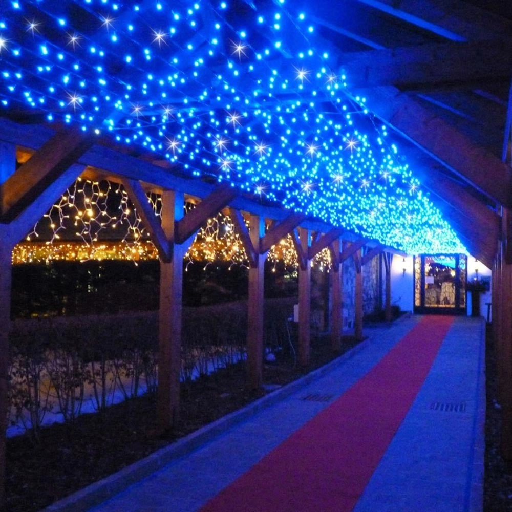 Trade Shop - Catena Luminosa Natalizia 120 Led Luce Blu Con Flash 9mt Esterno Prolungabile -