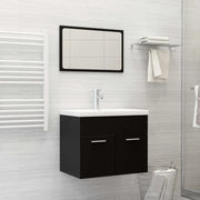 Set Mobili da Bagno Nero in Legno Multistrato