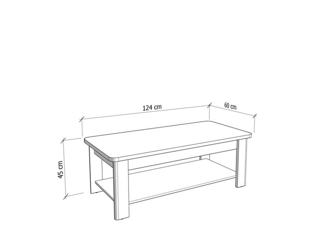 Pella, Tavolino da Salotto un Vano, 124x60x45h cm Marrone Rovere Nodi