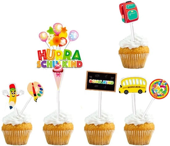 Decorazione per torta 23 pezzi - Set di decorazioni per torta - Cupcake-topper - Decorazione per bambini della scuola - Materiali di alta qualità - Versatili per torte