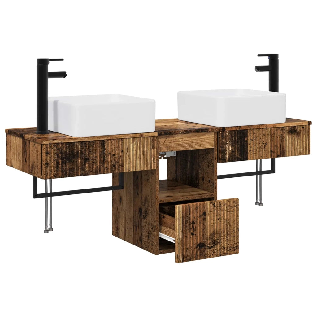Set di mobili per il bagno 3 pz Legno antico 3405605