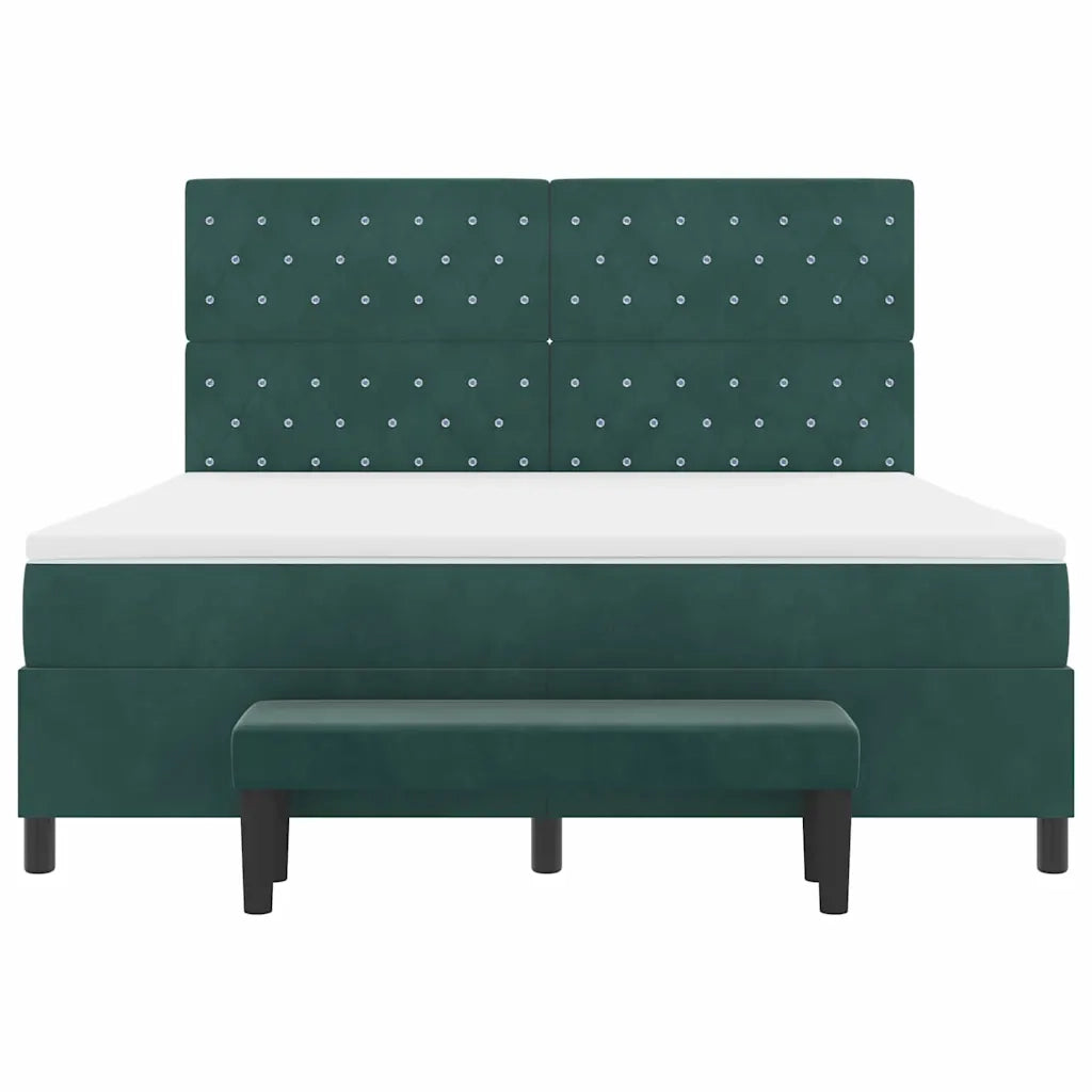 Letto a molle con testiera Verde scuro 200 x 180 cm Velluto 3344465