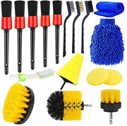 Set di spazzole per autodetailing 17 pezzi, set di spazzole per autodetailing con spazzola a viti e spazzole per autodetailing, kit di pulizia per autovetture per uso interno ed esterno, set per ruote