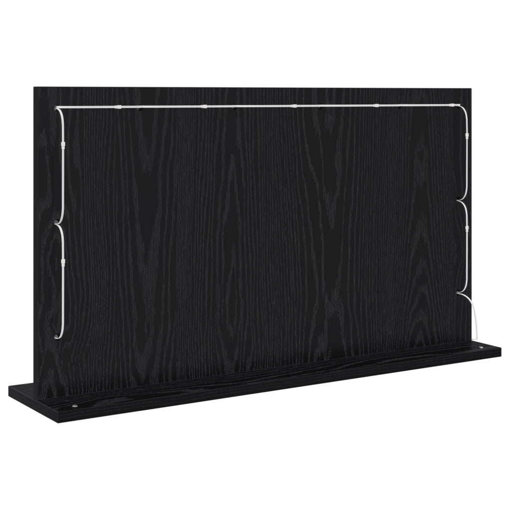 Specchio da toeletta con luci a LED Frassino Nero 80x45x18 cm