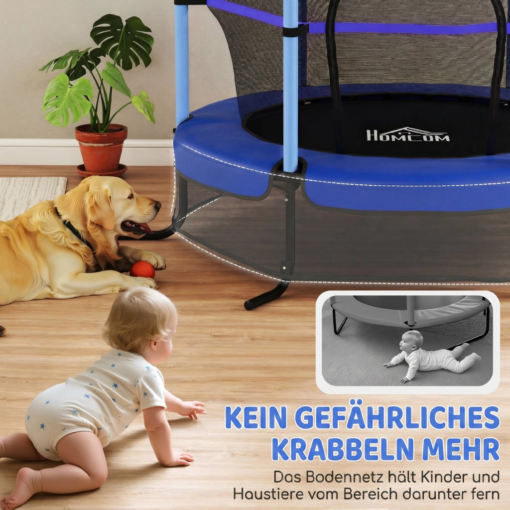 Trampolino per Bambini ¨C zephmum ¨C Blu, ?163 cm, con Rete di Sicurezza, Carico 50 kg