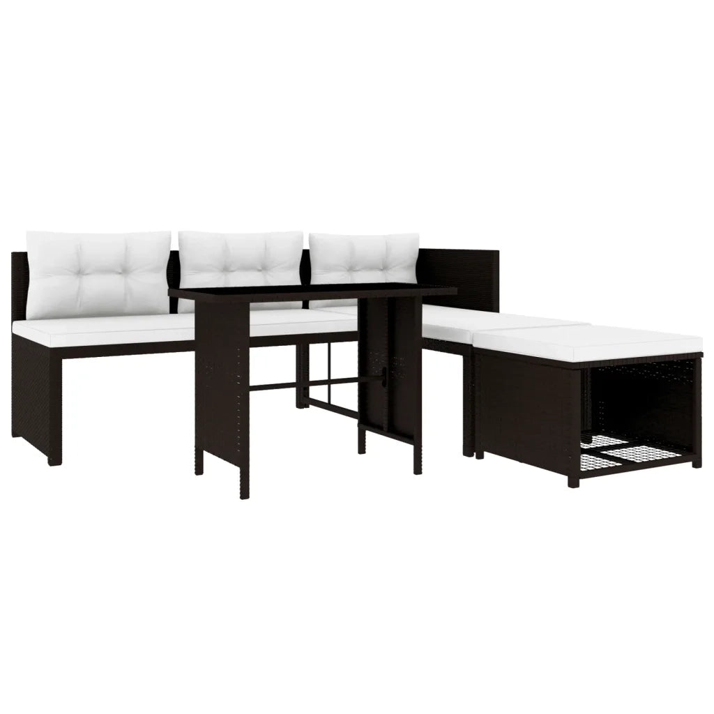 Set Divani da Giardino 4 pz in Polyrattan Marrone 44288