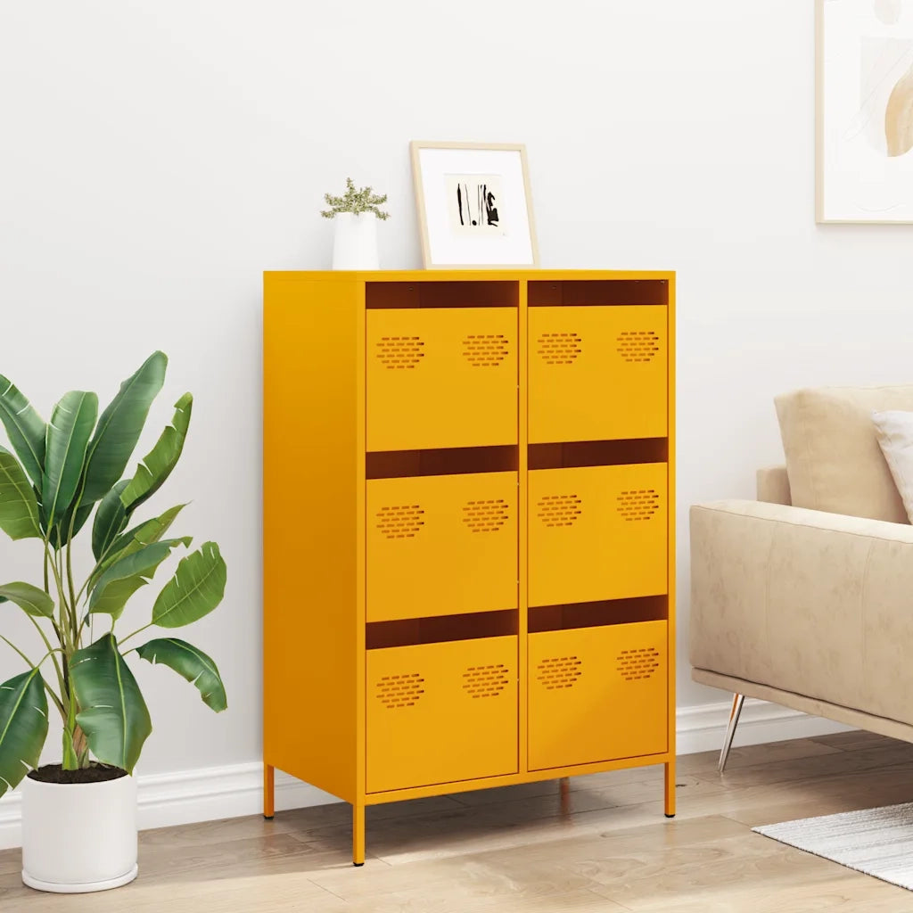 Credenza-Buffet-Armadio da cucina Giallo Senape 68x39x101,5 cm in Acciaio 307924