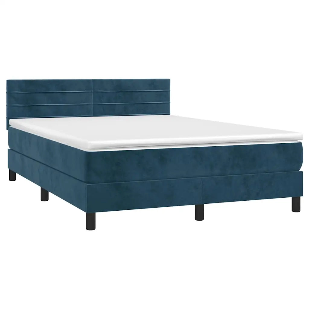 Giroletto a Molle con Materasso Blu Scuro 140x200 cm in Velluto 3141369