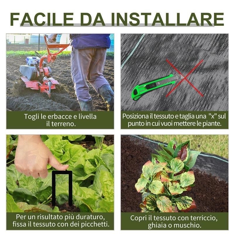 TELO PER PACCIAMATURA 50X2 MT QUADRETTATO IN COLORE NERO