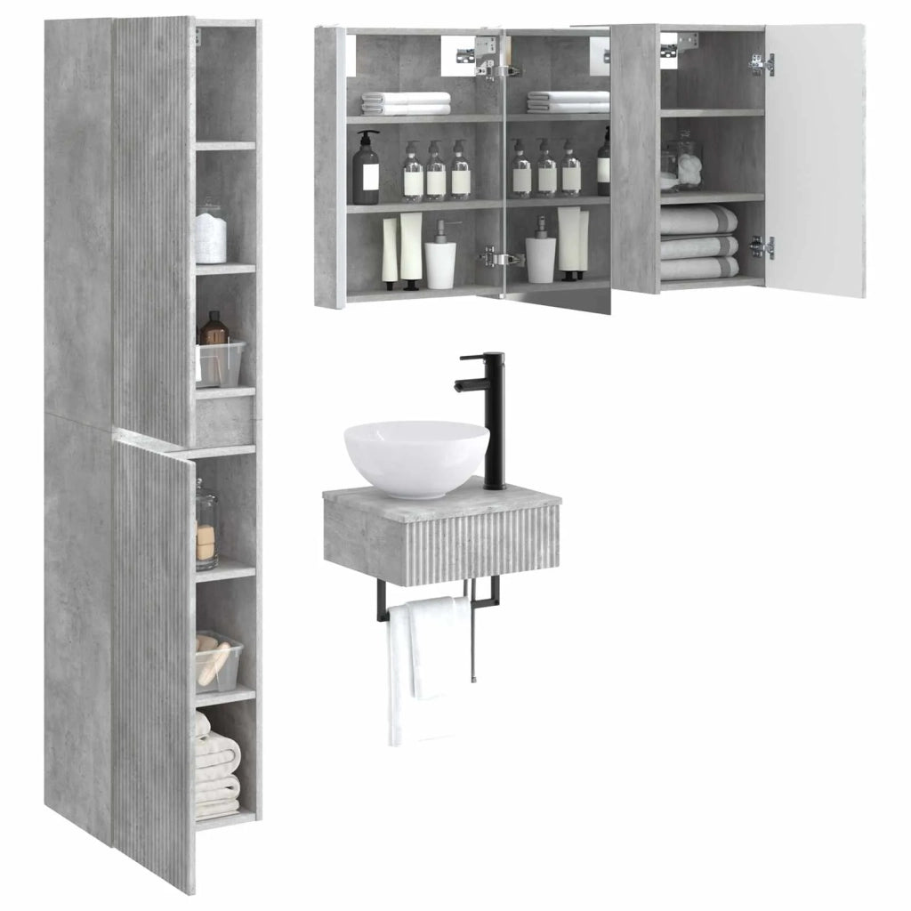 Set di mobili per il bagno 5 pcs Grigio Cemento 3407258