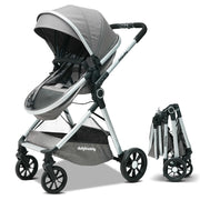 Passeggino 2 in 1 0-36 mesi grigio – schienale regolabile e chiusura compatta