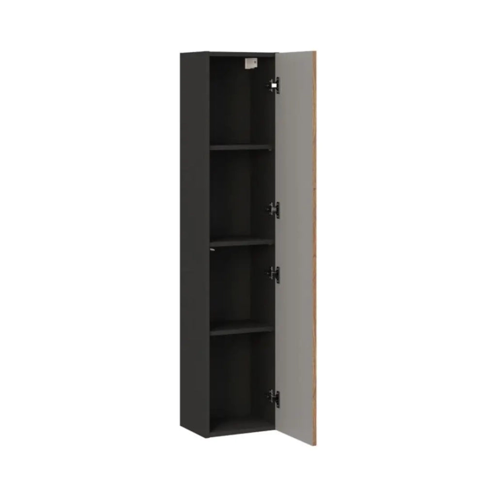 Colonna bagno SAVIA 140 cm marrone e nero – 1 porta e ripostigli