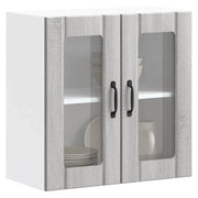 vidaXL Pensile da Cucina con Porta in Vetro Lucca Grigio Sonoma