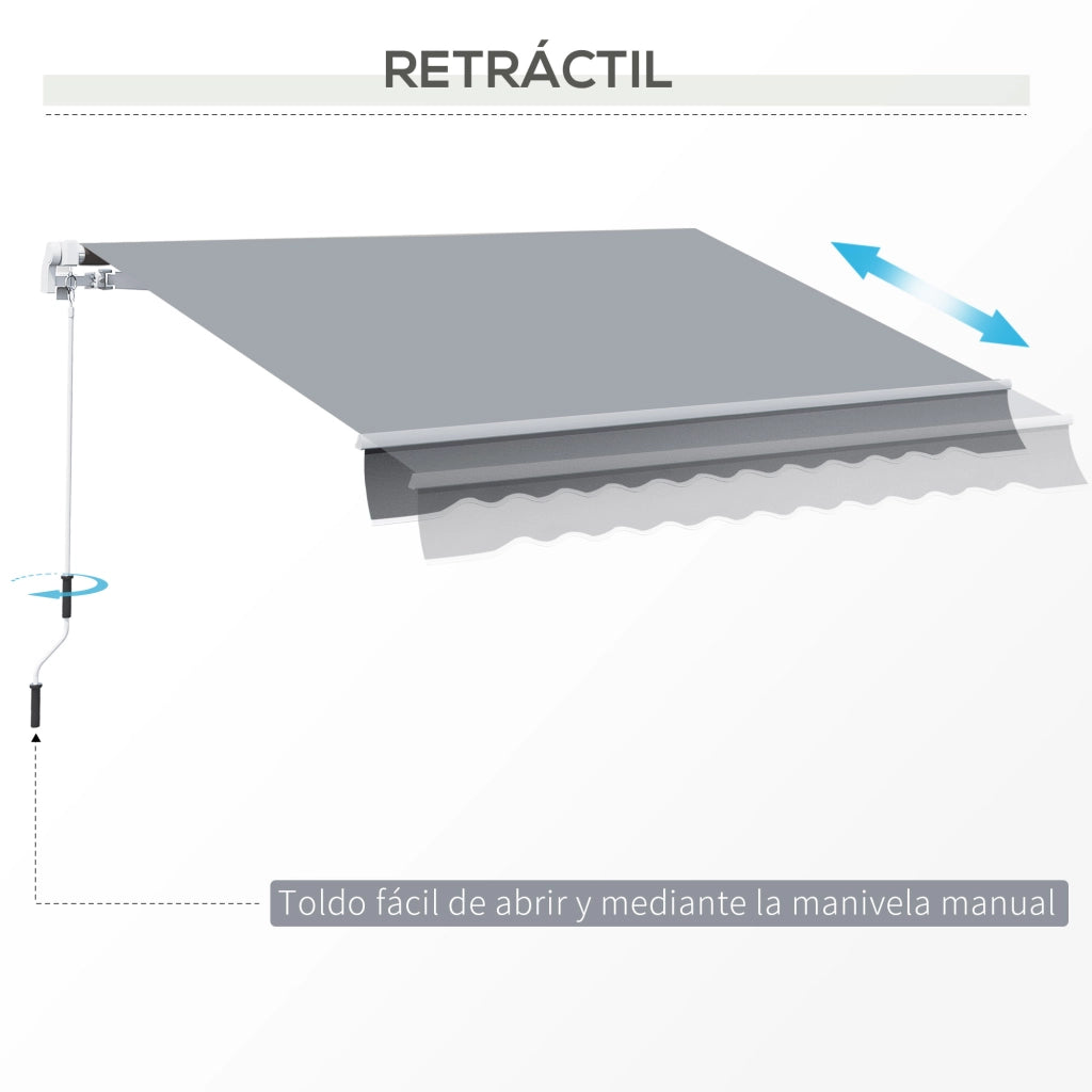 Toldo Manuale Retrattile per Balcone ¨C zephmum ¨C Grigio 300x250 cm