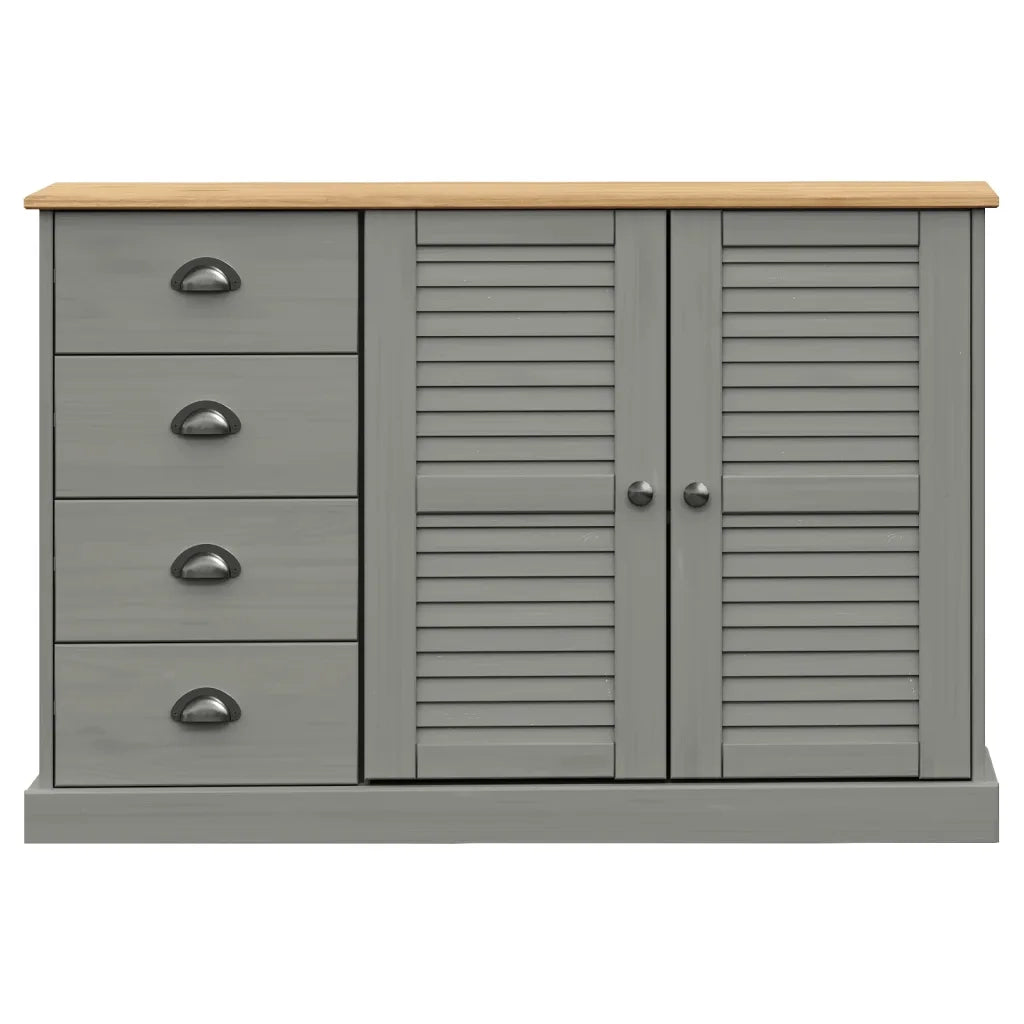 Credenza | Madia | Buffet da pranzo | Armadio da pranzo Cassetti VIGO 113x40x75 cm Legno Massello Pino Grigio
