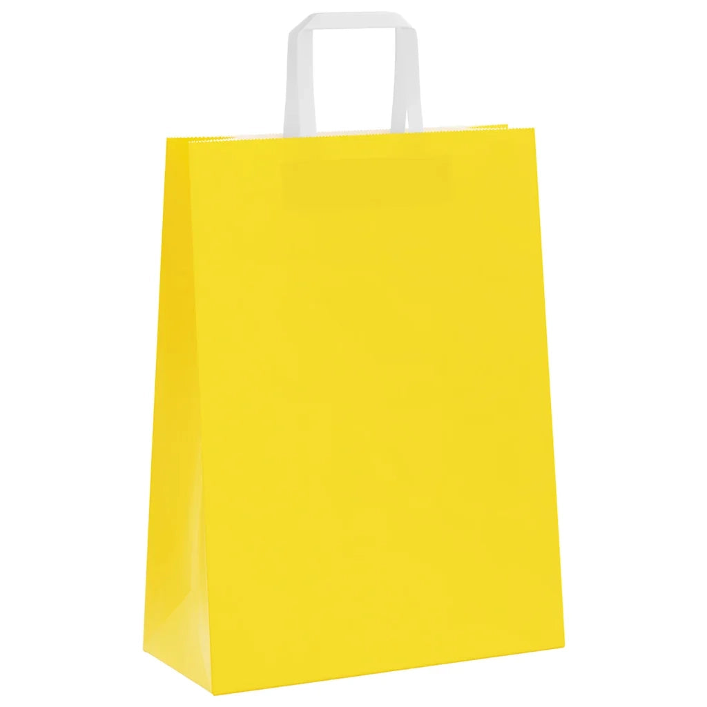 vidaXL Sacchetti di Carta 250 pz con Manici Gialli 26x12x35 cm