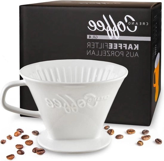 Filtro caffè in porcellana, misura 4, per sacchetti filtro Gr. 1x4 - bianco