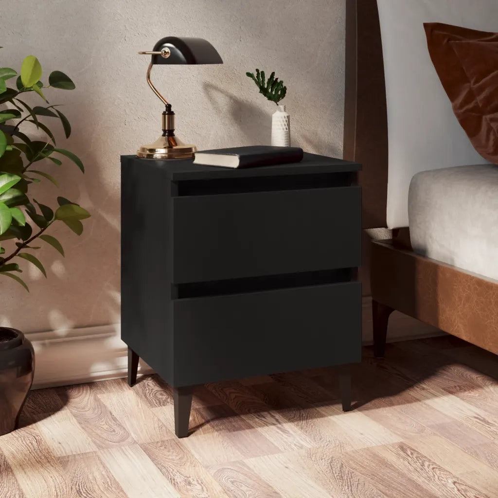 Comodini 2pz Neri 40x35x50 cm in Legno Multistrato 805872
