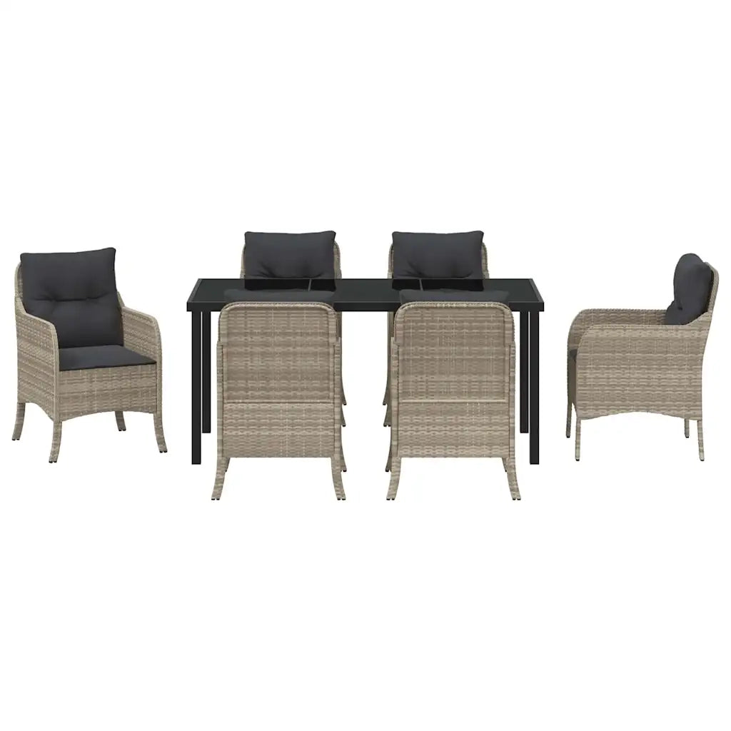 Set da Pranzo per Giardino 7 pcs Grigio chiaro polyrattan 3380187