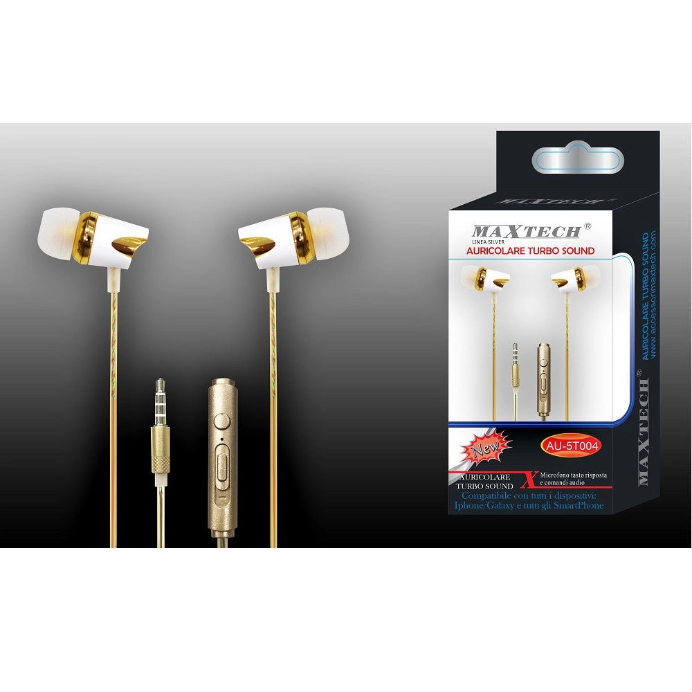 Trade Shop - Auricolari Cuffie Musica Con Filo Microfono Per Cellulari Smartphone Maxtech Au-5t004 -