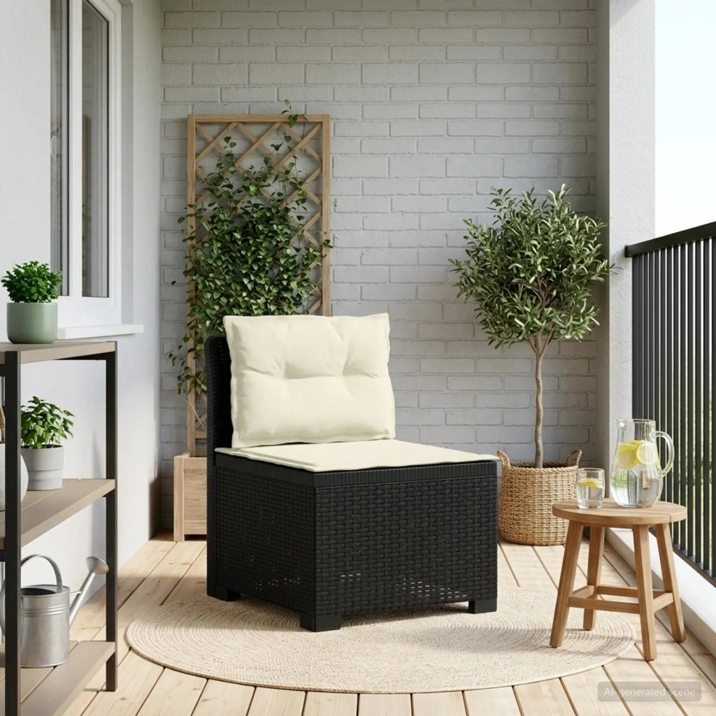 Divano da Giardino a 1 Posto con Cuscini Aspetto Rattan PP 8011796