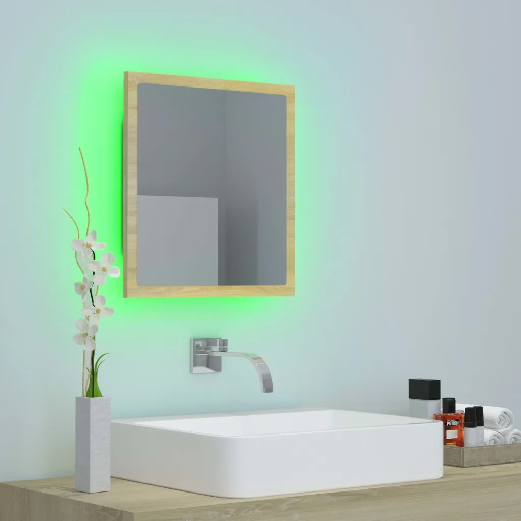 Specchio da Bagno LED Rovere Sonoma 40x8,5x37 cm in Acrilico 804911
